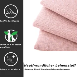Lit Gigogne 90x200 cm - Lit Simple enfant avec Tiroirs et Couchage d'Ombre, Revêtement en Lin Doux, Sans Matelas - Rose><noscript><img width=