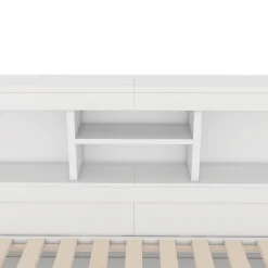 Okwish Lit gigogne 90x200 cm ado/enfant avec tiroir coulissant, LED télécommandée, ports USB, prise électrique et rangement - blanc* Lit Gigogne