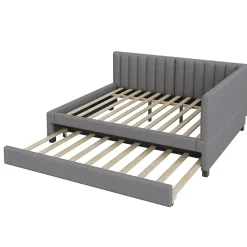 Okwish Lit Gigogne 140x200 cm avec Sommier à Lattes et Lit Tiroir Multifonction - Sans Matelas - Velours Gris* Lit Gigogne