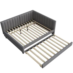 Okwish Lit Gigogne 140x200 cm avec Sommier à Lattes et Lit Tiroir Multifonction - Sans Matelas - Velours Gris* Lit Gigogne