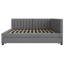 Okwish Lit Gigogne 140x200 cm avec Sommier à Lattes et Lit Tiroir Multifonction - Sans Matelas - Velours Gris* Lit Gigogne