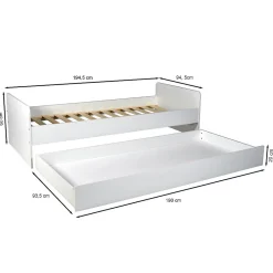 Lit gigogne 90x190 cm BALI / Blanc><noscript><img width=