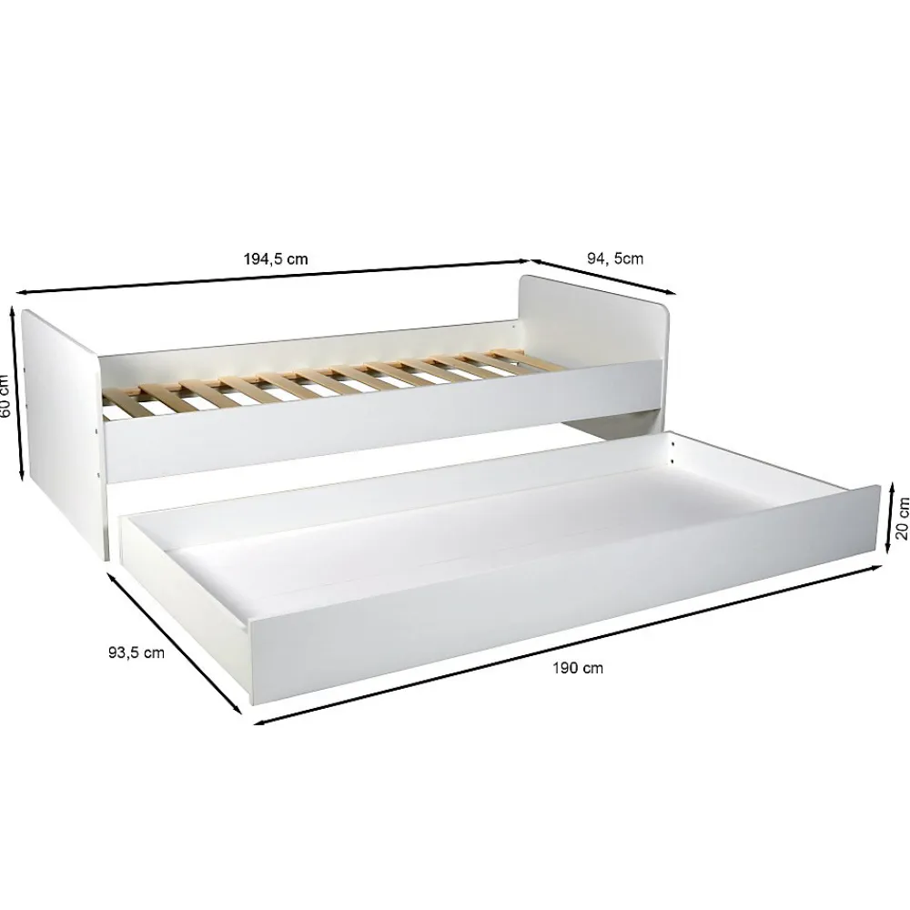 Lit gigogne 90x190 cm BALI / Blanc>Weber Industries Clearance