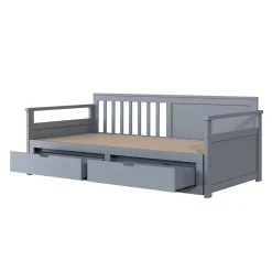 Okwish Lit Gigogne 90/180x190 cm Bois Gris avec Tiroirs et Lit Sur Roulettes, Multifonction pour Chambre enfant, Gris* Lit Gigogne