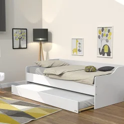 Bb Loisir Lit gigogne 90x200cm blanc SWITY Blanc inclus sommier et 1 tiroir lit* Lit Gigogne