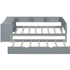 ProximaX Lit gigogne 90x200cm+90x180cm, avec petit bureau, trois étagères sur le côté du lit, gris* Sommier