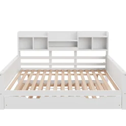 Lit Gigogne 90x190/140x200 cm avec Lit Tiroir et Tiroirs de Rangement, Bois Blanc, Sommier À Lattes pour Chambre enfant, Blanc><noscript><img width=