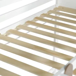 Fortuna lai Lit haut 90x200 cm avec toit, fenêtres, échelle 3 marches, sécurité, cadre bois, blanc*Enfant Lit Enfant