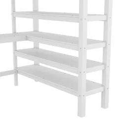 Fortuna lai Lit Haut 140x200cm, Bureau, Rangement, Échelle, Métal, Blanc*Enfant Lit Enfant