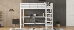 Fortuna lai Lit Haut 140x200cm, Bureau, Rangement, Échelle, Métal, Blanc*Enfant Lit Enfant