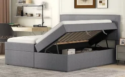 Fortuna lai Lit Haut 140x200cm, Métal, Bureau avec Rangement, Noir*Enfant Lit Enfant