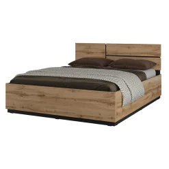Lit HAVANA 160x200 chene et noir avec sommier Elégance naturelle et confort moderne>Meublorama Outlet