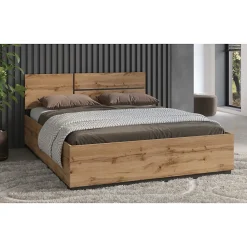 Lit HAVANA 160x200 chene et noir avec sommier Elégance naturelle et confort moderne>Meublorama Outlet