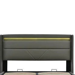 Lit Hydraulique 140X200Cm Led Sommier Gris><noscript><img width=