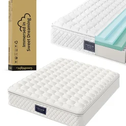 Lit hydraulique 140x200cm, lit double, espace de rangement en tête de lit avec port usb et type c, lin, gris, avec matelas><noscript><img width=