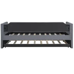 Fortuna lai Lit individuel, 90x200cm, avec roulettes, Gris*Enfant Lit Enfant