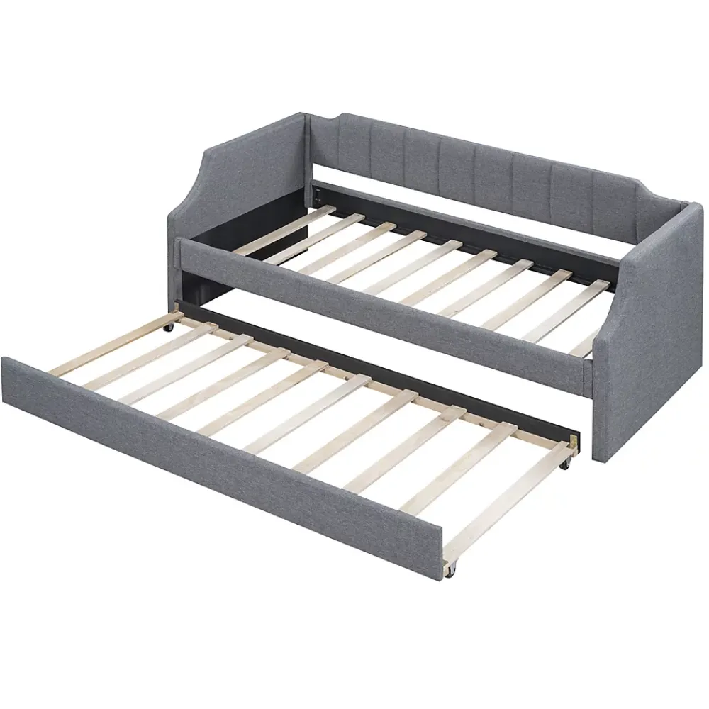 Fortuna lai Lit individuel, 90x200cm, avec roulettes, Gris*Enfant Lit Enfant