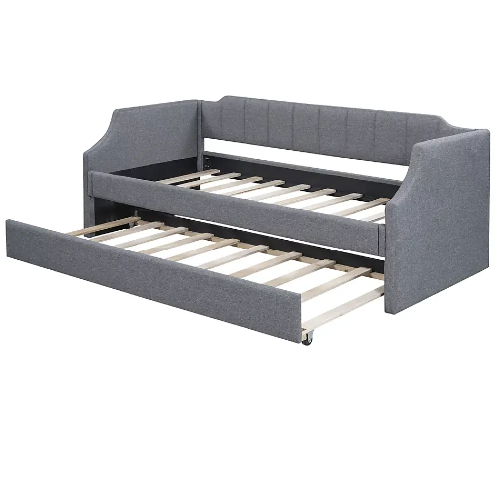 Fortuna lai Lit individuel, 90x200cm, avec roulettes, Gris*Enfant Lit Enfant