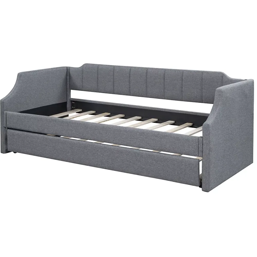 Fortuna lai Lit individuel, 90x200cm, avec roulettes, Gris*Enfant Lit Enfant