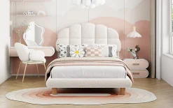 Lit individuel 90x200cm, en laine polaire, Beige><noscript><img width=