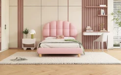 Lit individuel 90x200cm, enfant, avec sommier à lattes, Rose><noscript><img width=