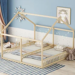 Fortuna lai Lit individuel 90x200cm, modèle maison, Naturel*Enfant Lit Enfant