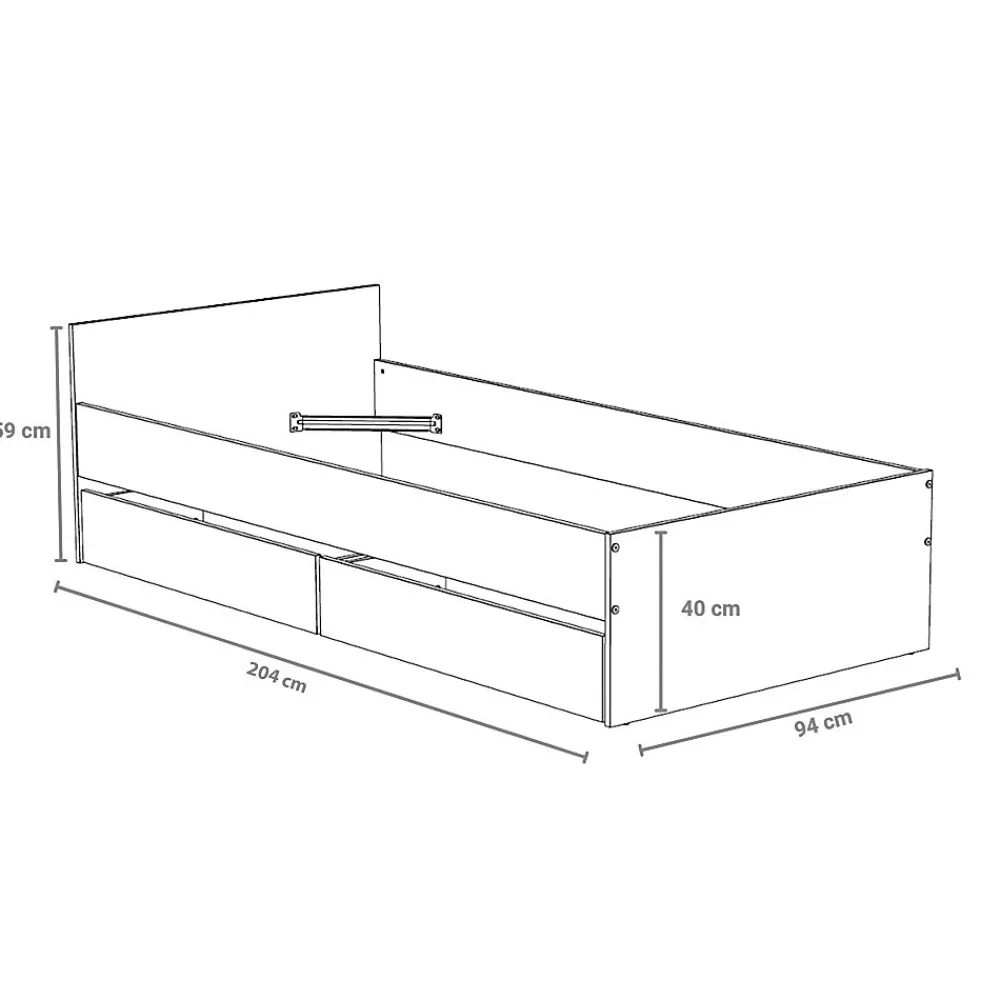 Lit KAPPA 90x190 + 2 tiroirs / Blanc>Weber Industries Discount