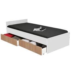 Lit KAPPA 90x190 + 2 tiroirs / Décor Chêne Blanchi et Blanc>Weber Industries New