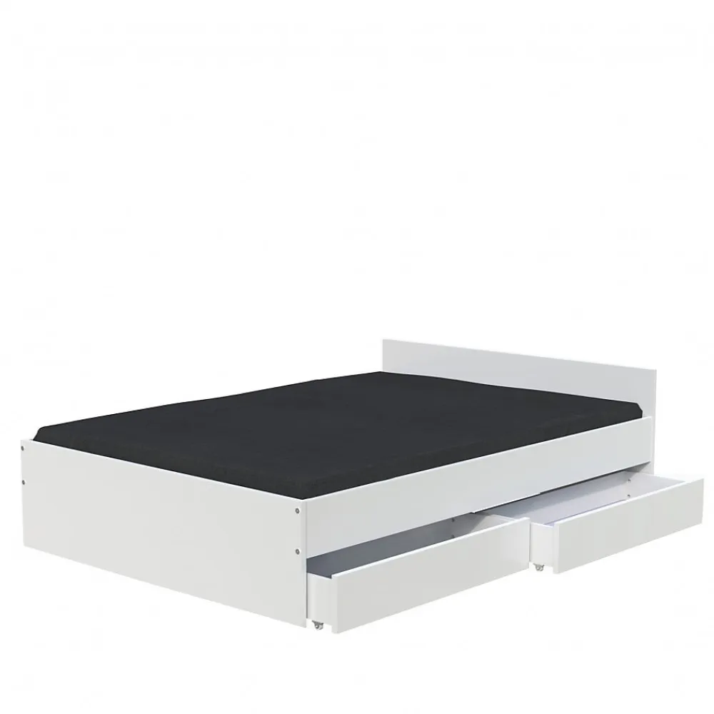 Weber Industries Lit KAPPA 160x200 cm + 2 tiroirs / Blanc* Lit Avec Rangement
