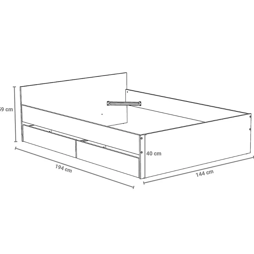Lit KAPPA 140x190 cm + 2 tiroirs / Blanc>Weber Industries Hot