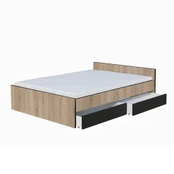 Lit KAPPA 140x190 cm + 2 tiroirs / Décor chêne Blanchi et Noir>Weber Industries Best