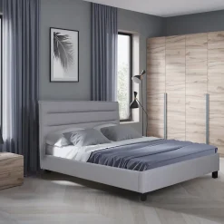 Lit LACANAU 140x190 + sommier / Gris clair>Weber Industries New