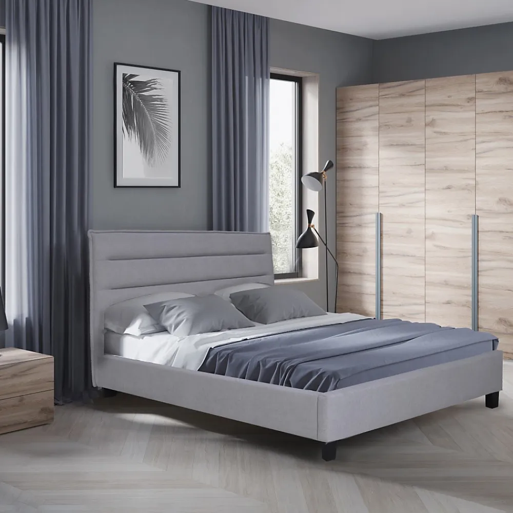 Lit LACANAU 140x190 + sommier / Gris clair>Weber Industries New