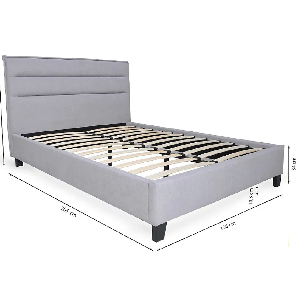 Lit LACANAU 140x190 + sommier / Gris clair>Weber Industries New