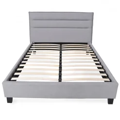 Lit LACANAU 140x190 + sommier / Gris clair><noscript><img width=