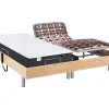 Lit électrique de relaxation tout plots + matelas ressorts ensachés et mémoire forme - 2 x 70 x 190 cm - Chêne - PHANES de YSMÉE>Vente-unique New
