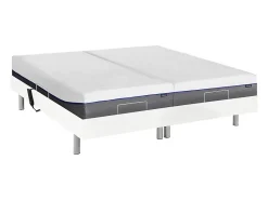 Vente-unique Lit électrique de relaxation tout plots + matelas mémoire de forme - 2 x 90 x 200 cm - Blanc - HESIODE III de YSMÉE* Lit Double