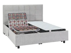 Lit électrique de relaxation déco tout plots + matelas ressorts ensachés et mémoire de forme - 2 x 70 x 190 cm - Tissu - Gris ->Vente-unique Online