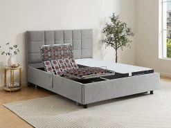 Lit électrique de relaxation déco tout plots + matelas ressorts ensachés et mémoire de forme - 2 x 70 x 190 cm - Tissu - Gris ->Vente-unique Online