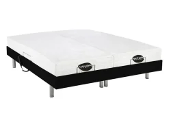 Lit électrique de relaxation tout plots + matelas mémoire de forme et bambou - 2 x 90 x 200 cm - Noir - LYSIS III de NATUREA><noscript><img width=