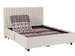 Vente-unique Lit électrique de relaxation déco tout plots + matelas ressorts ensachés et mémoire de forme - 2 x 80 x 200 cm - Tissu - Beige -* Lit Double