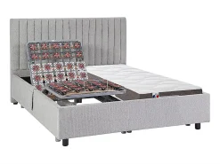 Lit électrique de relaxation déco tout plots + matelas 100% latex 3 zones - 2 x 70 x 190 cm - Tissu - Gris - TIARI de YSMÉE>Vente-unique Outlet