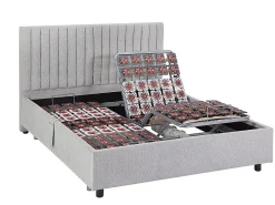 Lit électrique de relaxation déco tout plots + matelas 100% latex 3 zones - 2 x 70 x 190 cm - Tissu - Gris - TIARI de YSMÉE><noscript><img width=