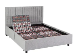 Lit électrique de relaxation déco tout plots + matelas 100% latex 3 zones - 2 x 70 x 190 cm - Tissu - Gris - TIARI de YSMÉE><noscript><img width=