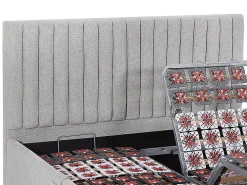 Lit électrique de relaxation déco tout plots + matelas 100% latex 3 zones - 2 x 70 x 190 cm - Tissu - Gris - TIARI de YSMÉE><noscript><img width=