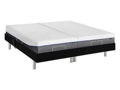 Vente-unique Lit électrique de relaxation tout plots + matelas mémoire de forme - 2 x 80 x 200 cm - Noir - HESIODE III de YSMÉE* Lit Double
