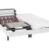 Lit électrique de relaxation lattes et plots + matelas accueil latex - 2 x 80 x 200 cm - Blanc - PANDORA II de YSMÉE>Vente-unique Online