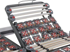 Lit électrique de relaxation lattes et plots + matelas accueil latex - 2 x 80 x 200 cm - Blanc - PANDORA II de YSMÉE><noscript><img width=