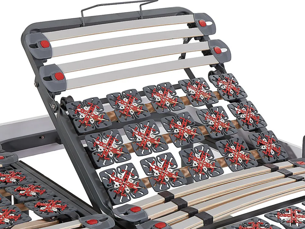 Lit électrique de relaxation lattes et plots + matelas accueil latex - 2 x 80 x 200 cm - Blanc - PANDORA II de YSMÉE>Vente-unique Online