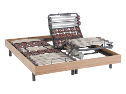 Vente-unique Lit électrique de relaxation lattes et plots + matelas accueil latex - 2 x 80 x 200 cm - Chêne - PANDORA II de YSMÉE* Lit Double